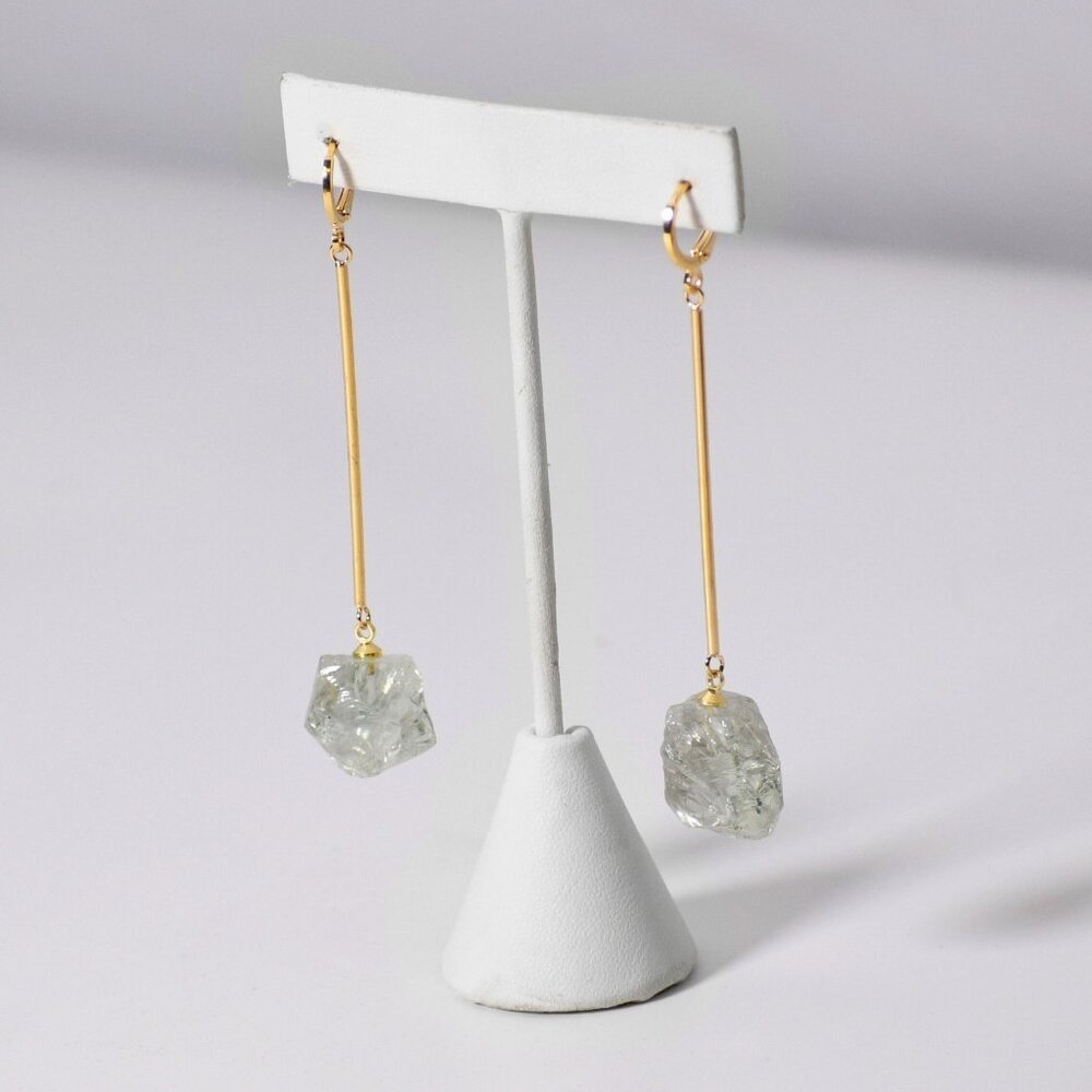 Long Praziolite Bar Earrings